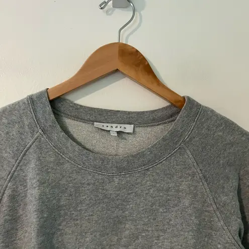 Sandro Light Gray Terry Blue Glitter Crewneck Sweatshirt