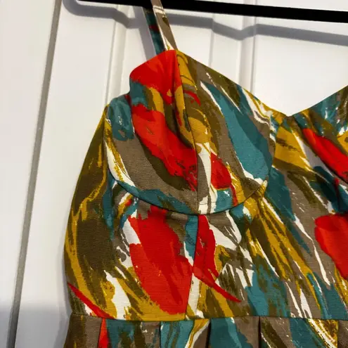 JACK Womens S Multicolor Abstract Print Sleeveless Dress