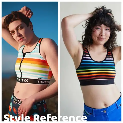 TomboyX Sunset Stripes Sport & Swim Top, sz. S Black