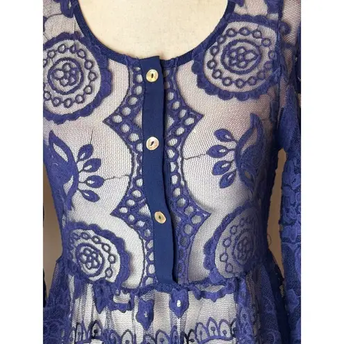 Jen's Pirate Booty Free People Dress Women Small Purple Crochet Lace El Sol Mini