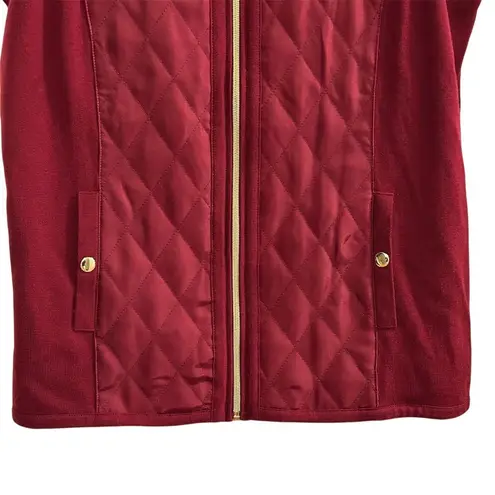 Susan Graver Women's Quilted Vest Medium Burgundy Sleeveless Casual