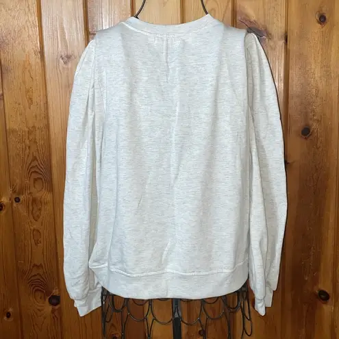 Ethereal crew neck pull over sweatshirt NWT gray puffed sleeve shoulders large