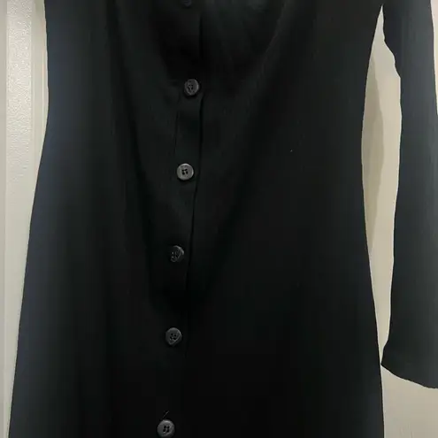 Privacy Please Black Ribbed Button Down Dress Size Small