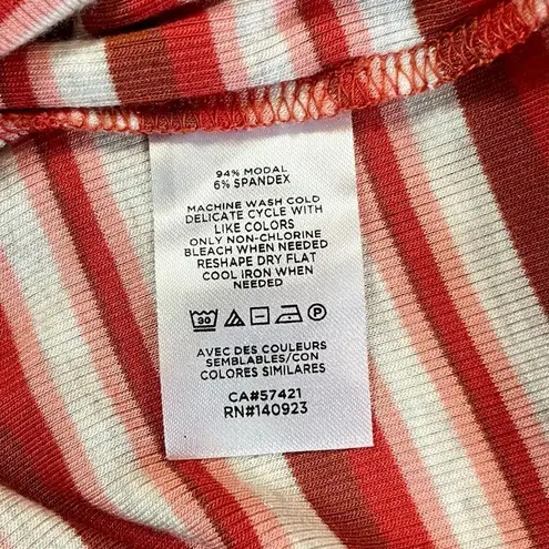 Loft  Brown Pink Red Striped Stretch Long Sleeve Top XL