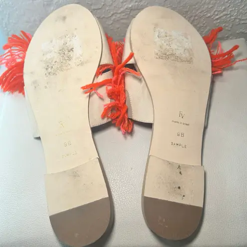 Frances Valentine New York Fringed Slides Sandals Orange Size 9B Sample