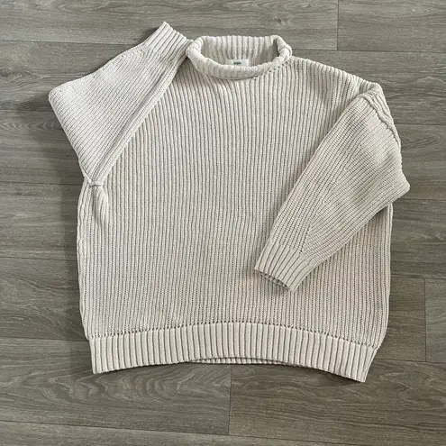 Aerie oversized cream cowl neck knit sweater - large