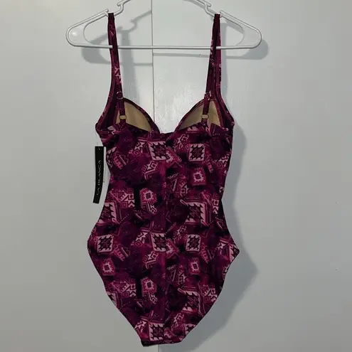 La Blanca One Piece Swimsuit Sweetheart Purple Aztec Print Women’s 10