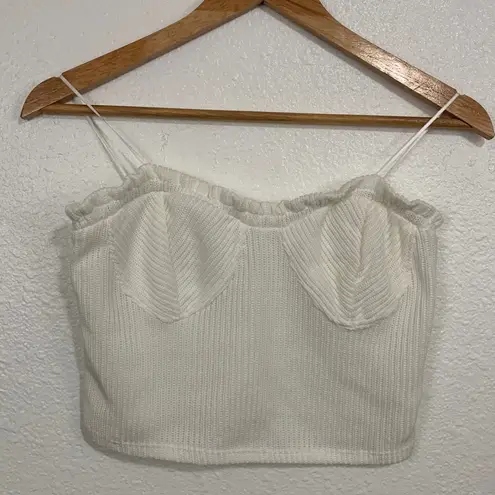 Kirious  Las Angeles White Knitted Sleeveless Cropped Tube Top Size M