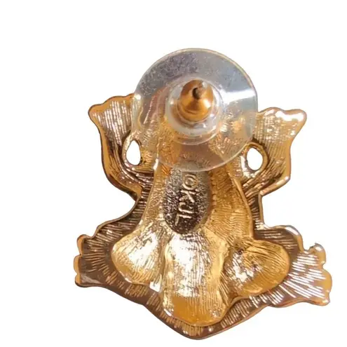 Kenneth Lane Vintage Green Enamel Frog Stud Earrings