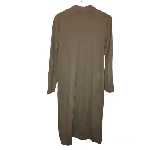 J Jill Silk Button Collared Sweater Midi silk blend Dress Green Small Petite Size undefined