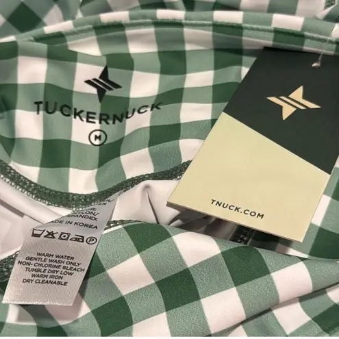 Tuckernuck Trellis Gingham Biker Shorts M NWT Green White 6” High Waist Pockets Size M