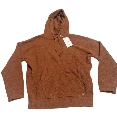 Ny Collection Buffbunny Size M Looped Yarn Hoodie Sweatshirt Brown Comfy Lounge Minimalist NWT