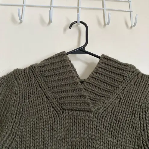 Ralph Lauren *** Vintage Army Green Wool Blend Knit Hoodie Sweater