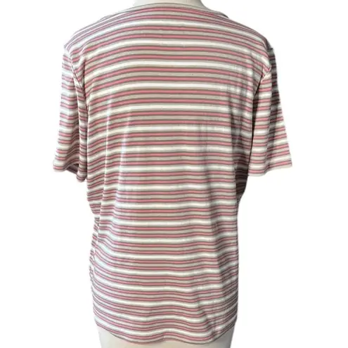 Hasting & Smith Relaxed Pink, Tan, Brown and White Short Sleeve Tee. Petite Lg