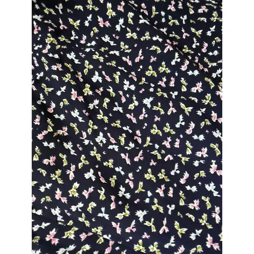 Vintage Navy Ditsy Floral Longline Flowing Culotte Shorts Women’s Size Large Y2K