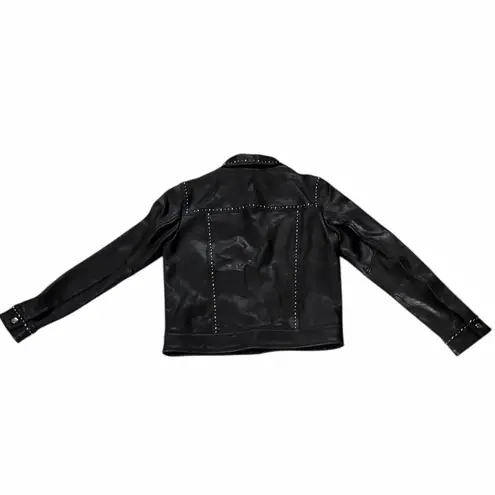 The Kooples black Leather Studded Jacket Women's Size 1 motorcycle XS/ S $945