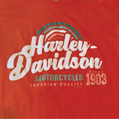 Harley Davidson Barnett El Paso Texas Women SZ Medium Orange Short Sleeve Shirt Orange