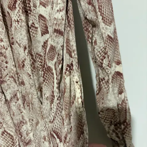 Habitual Rae Snake Print Button Front Shirtdress tan beige size XS