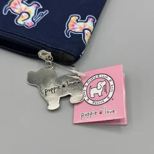 Puppie Love Zipper Pouch Navy with Tie Dye Dogs Makeup Travel Purse Insert Bag