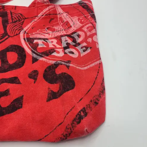 Vintage Trader Joe's Red Cloth Logo Shopping Bag Tote Made In USA