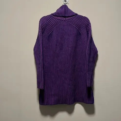 NAADAM Purple Two Tone Turtleneck High/Low Sweater, Wool/Cashmere Blend, Size S