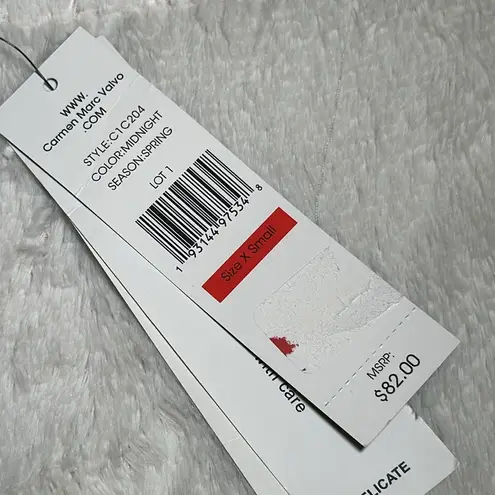 Carmen Marc Valvo Women's Mesh Ruffle Midnight Blue Bikini Top size XS NEW