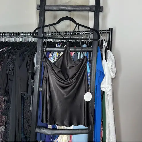 Shona joy Mia One Shoulder Cowl Back Satin Top in Black