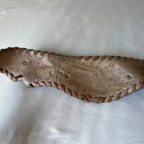 Vintage Julio de Peralla Spain Tooled Leather Stone Belt Boho Western 70s S/M Tan