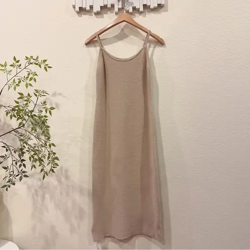 J.ING Tan Beige Sleeveless Ribbed Knit Sweater Midi Dress One Size NWT