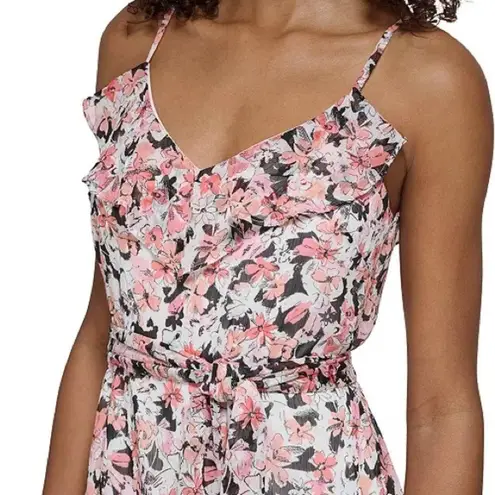 Karl Lagerfeld Paris Floral Ruffled Tie-Waist Chiffon Midi Dress, Size 16 NWT