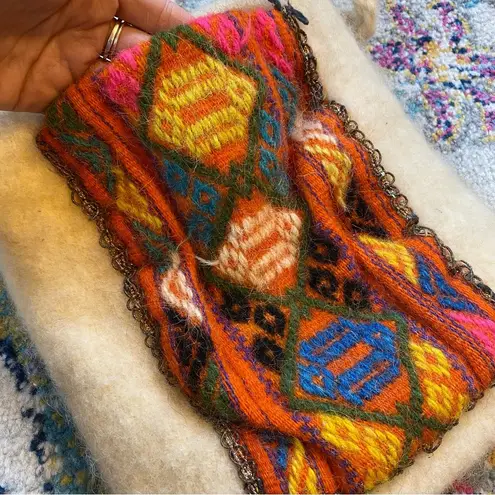 Vintage 1970s Handwoven Sheep Wool Bohemian Hippie Bag Made In Greece