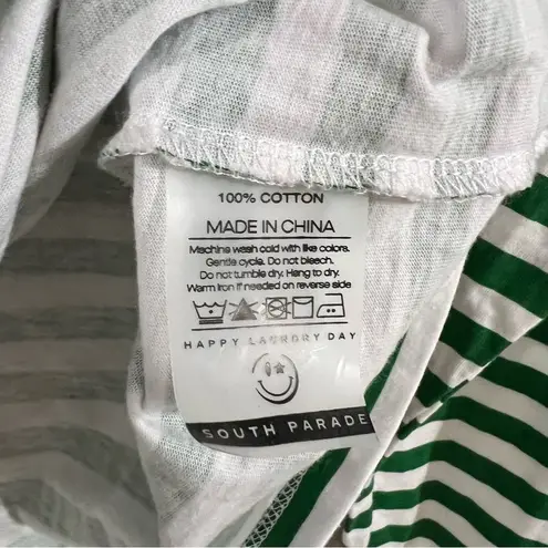 South Parade Lenny Palm Tree Green and White Stripe Long Sleeve Top Size S