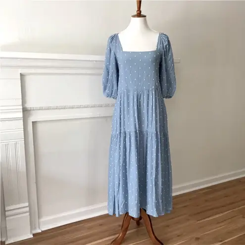 Moon River Anthropologie Medium Midi Dress Fall Boho Cottage tie back Prarie