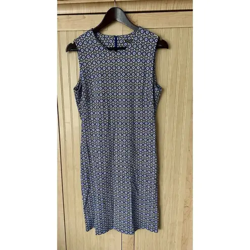 J. McLaughlin Womens Size M Navy White Geometric Print Sleeveless Sheath Dress