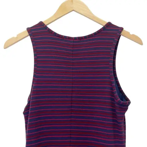 Marine layer Lexi Rib Daytime Midi Tank Dress Cabernet Navy Stripe Size Large