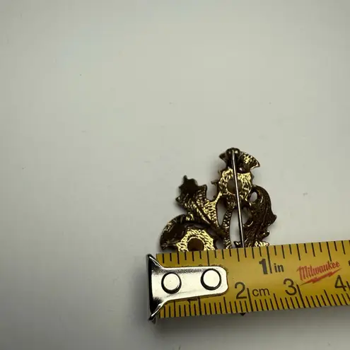 Miracle Orange Rhinestone Scottish Thistle Brooch Pin Gold Tone Signed