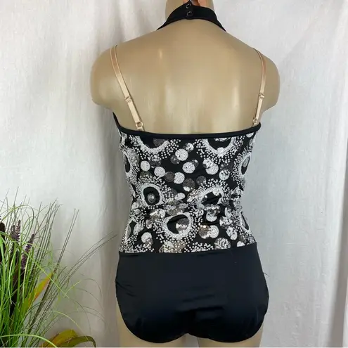 Weissman Black Embellished Sequins Bodysuit M Size M