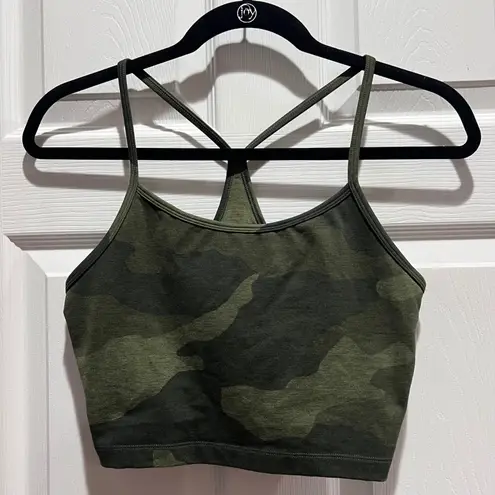 Aerie Offline The Hugger Recharge Camo Print Sports Bra Workout Top Medium Gym Green
