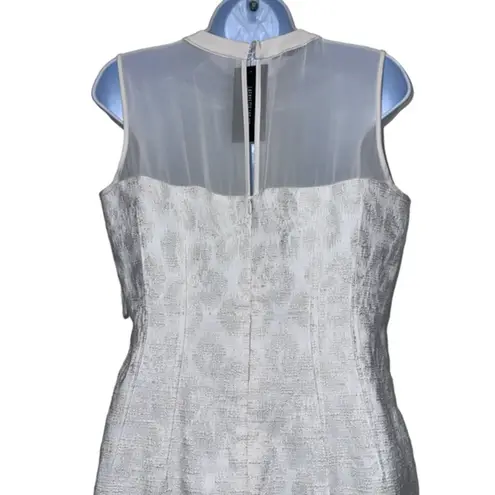 Lafayette 148 NWT Sheath Dress Sleeveless Textured Sheer Inserts Cream size 6