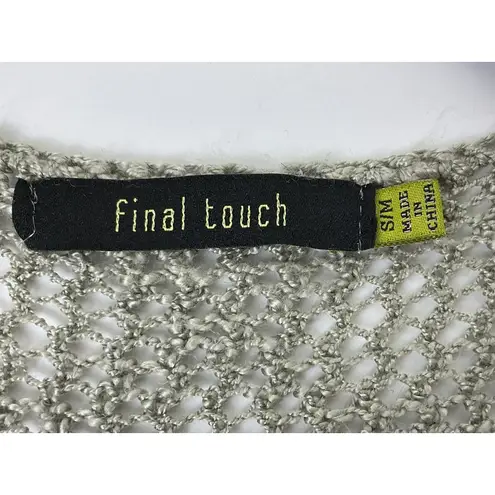 Final Touch Women's Sweater Small Metallic Open Knit Tunic Top Silver Gray - Image 3