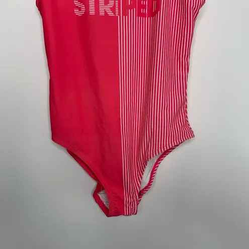 Solid & Striped Logo Print Anne Marie Onepiece Swimsuit Pink Womens Low Back