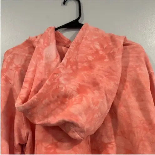 Cotton Citizen Milan Crop Distressed Hoodie Coral Small S