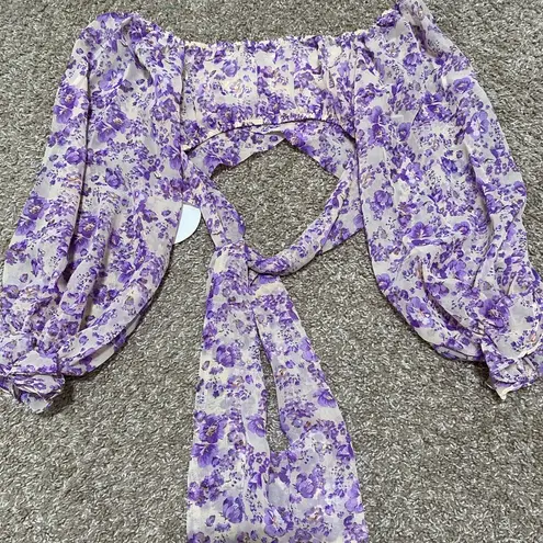 Kiss the Sky Floral Tie-Back Cropped Top NWT Size S