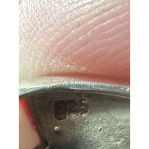 Vintage Sterling Silver 925 Jade and Mother of Pearl Marcasite Wide Ring