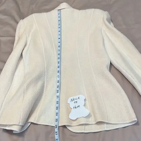 Vintage Wayne Rogers szS cream colored wool blazer jacket with shoulder pads EVC