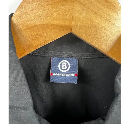 Bogner Jeans Womens Black Pintuck Button Up Long Sleeve Shirt Size 36