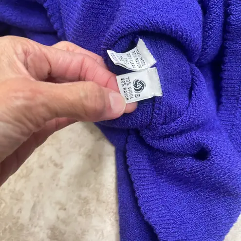 Steve Fabrikant Wool Blend V Neck Knit Sweater Purple wool Blue Medium