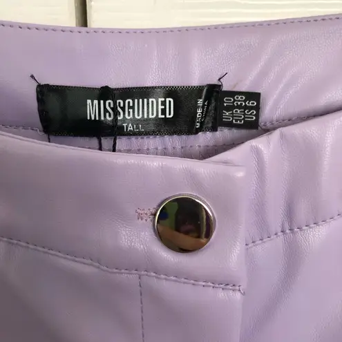 Missguided NWT Lilac Purple Tall Vegan Leather Straight Leg Pants Size US 6