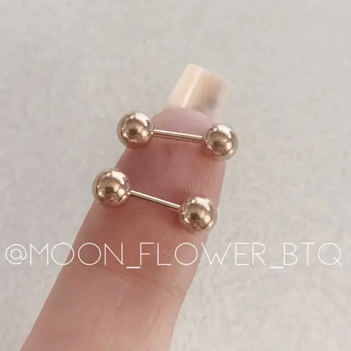 Rose Gold Barbell Earrings 5mm Pink