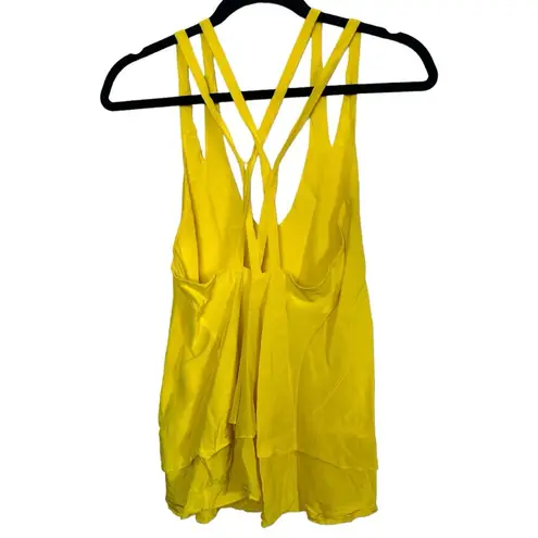 Jay Godfrey  100% Silk Bright Yellow Strappy Back Tank Cami Size 6